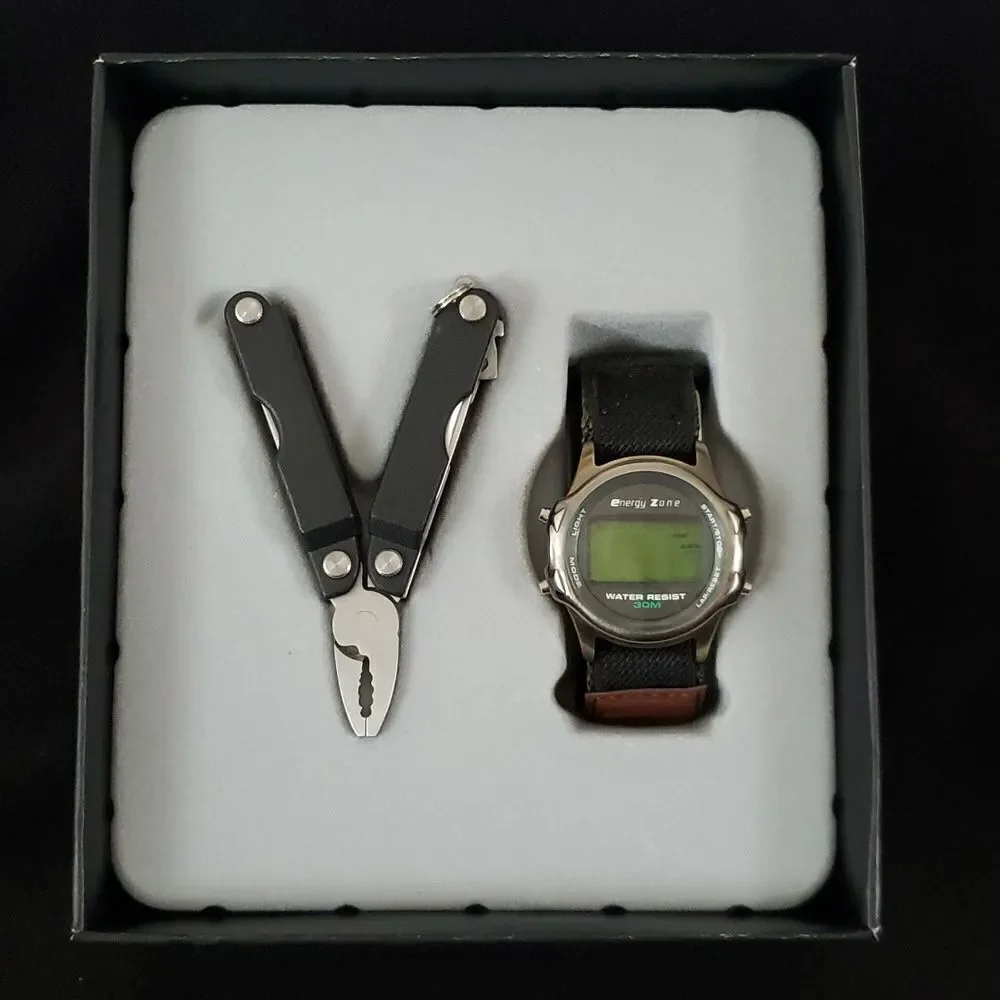 New Boxed Gift Set - Energy Zone Chronograph Watch and 9 Function Pocket Tool